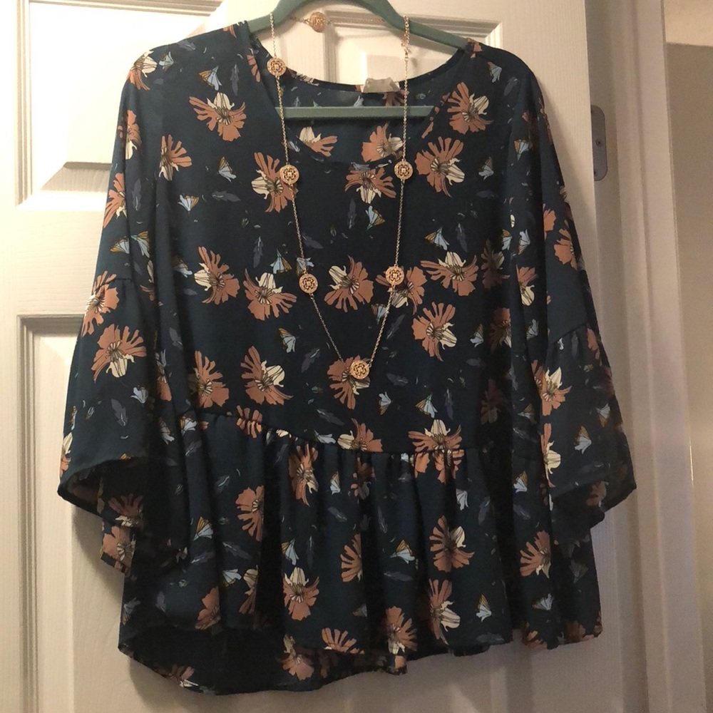 Sienna Sky Babydoll three quarter length blouse